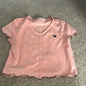 pink butterfly shein crop top